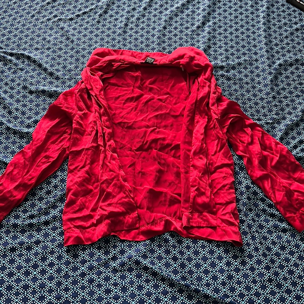 Red 100% silk pajama top